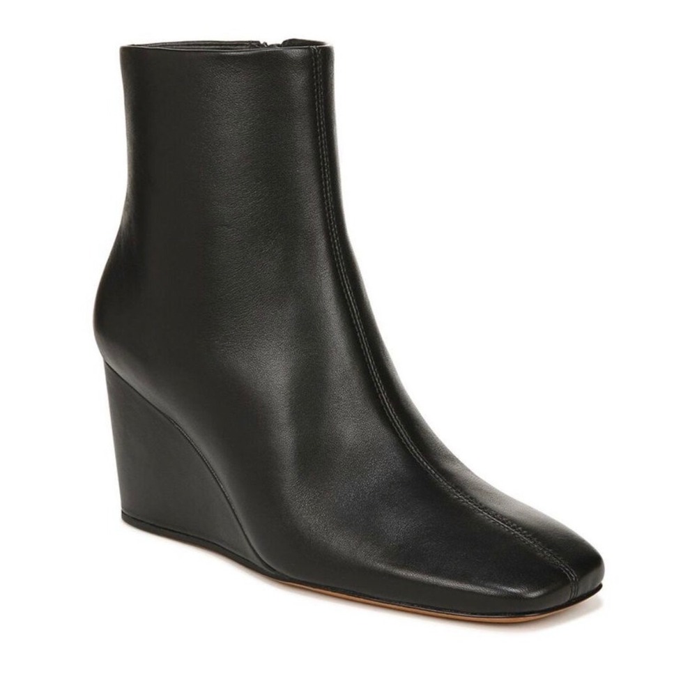 Vince Womens Andy Leather Square Toe Wedge Ankle Boots Size 8M
